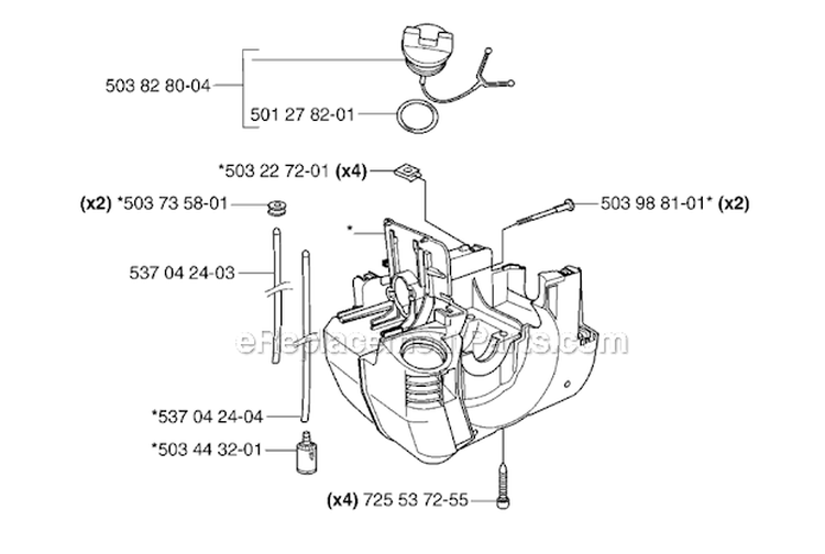 Housing Diagram and Parts List for 235RII 2007-01 Husqvarna Brush Cutter