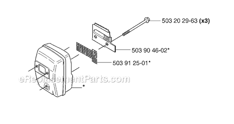 Muffler Diagram and Parts List for 235RII 2007-01 Husqvarna Brush Cutter