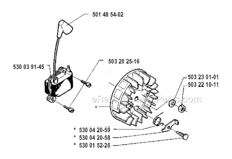Ignition System Diagram and Parts List for 235R 1991-12 Husqvarna Brush Cutter