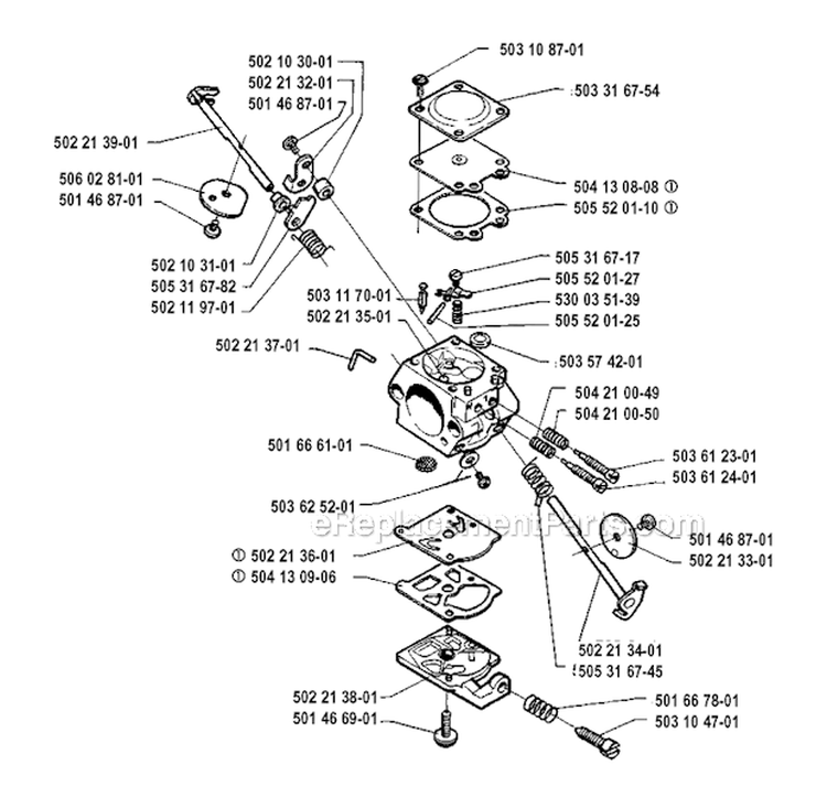Carburetor Details Diagram and Parts List for 235R 1991-12 Husqvarna Brush Cutter