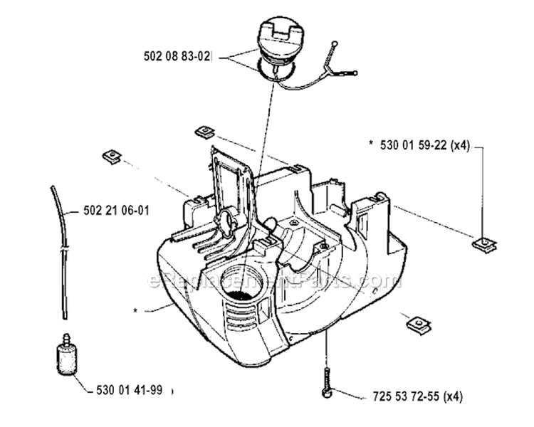 Crankcase Diagram and Parts List for 235R 1991-12 Husqvarna Brush Cutter