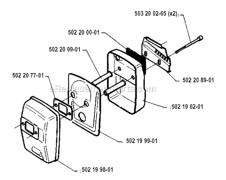 Muffler Diagram and Parts List for 235R 1993-02 Husqvarna Brush Cutter