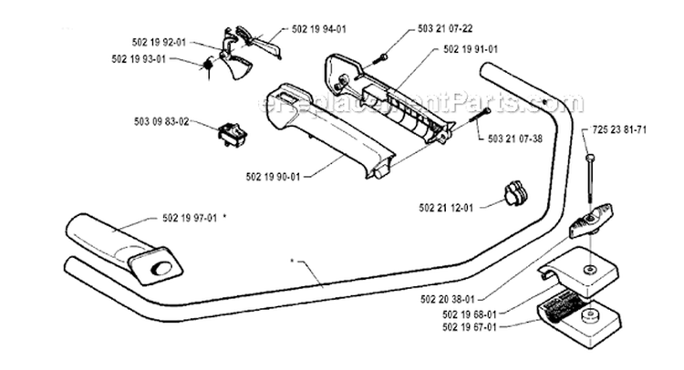 Shaft  Handle Diagram and Parts List for 235R 1993-02 Husqvarna Brush Cutter