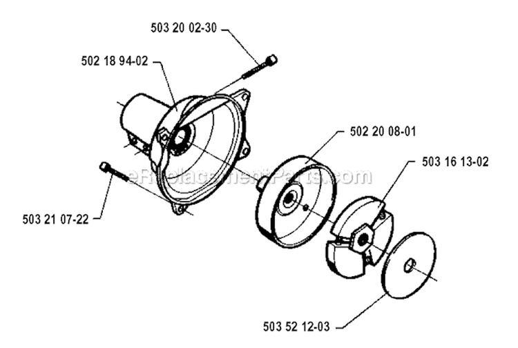 Clutch Diagram and Parts List for 235R 1993-02 Husqvarna Brush Cutter