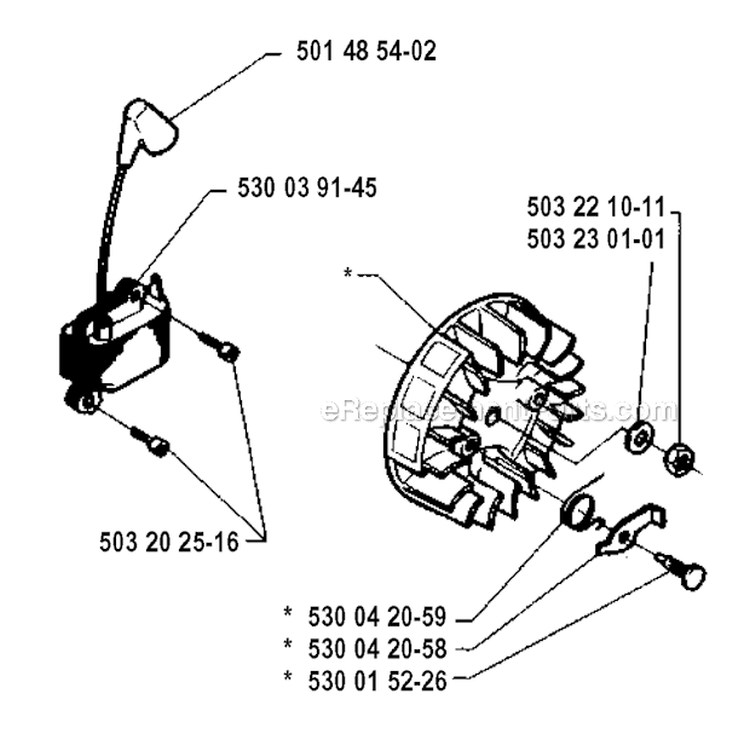 Ignition System Diagram and Parts List for 235R 1994-02 Husqvarna Brush Cutter