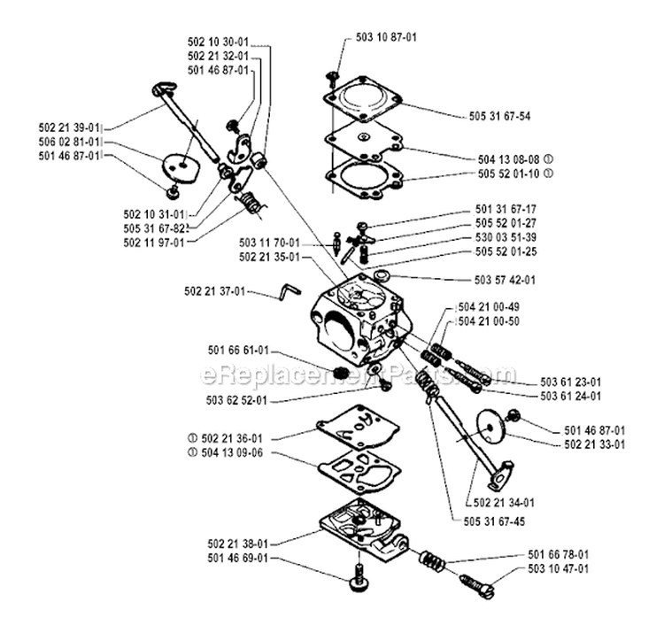 Carburetor Details Diagram and Parts List for 235R 1994-02 Husqvarna Brush Cutter