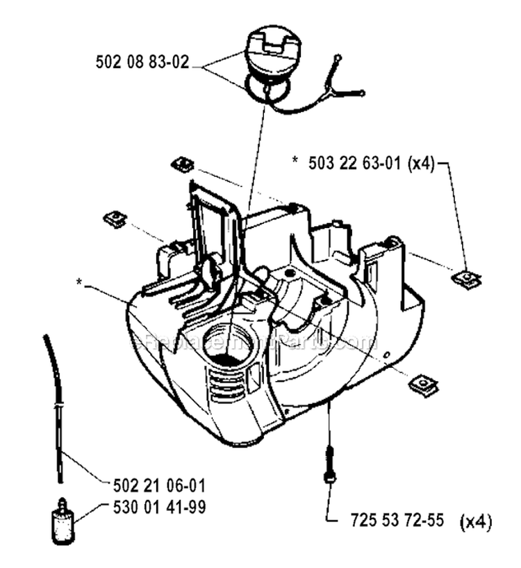 Crankcase Diagram and Parts List for 235R 1994-02 Husqvarna Brush Cutter