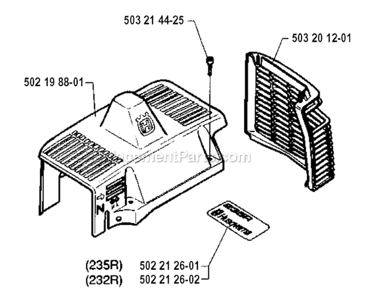Cylinder Cover Diagram and Parts List for 235R 1994-02 Husqvarna Brush Cutter