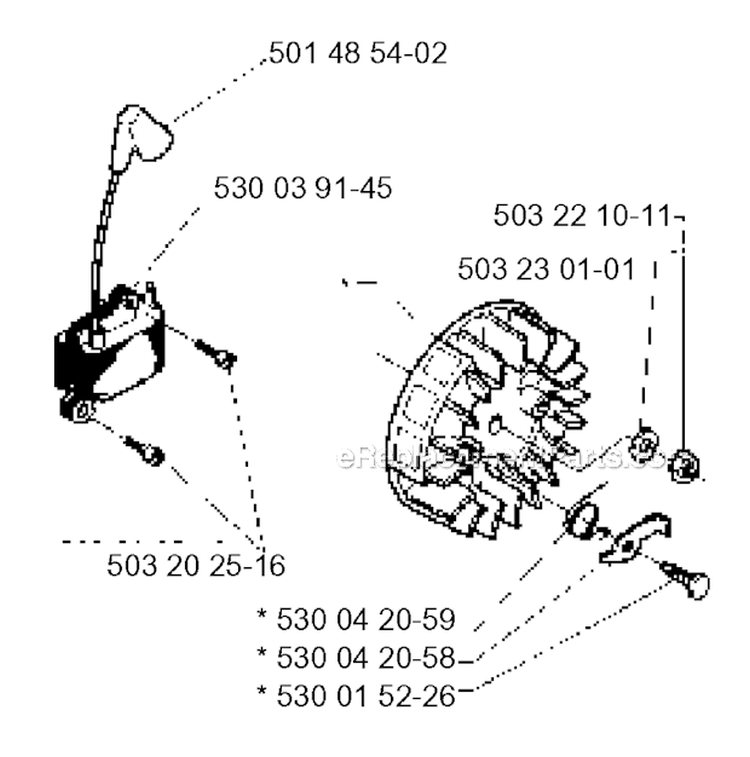 Ignition System Diagram and Parts List for 235R 1995-11 Husqvarna Brush Cutter