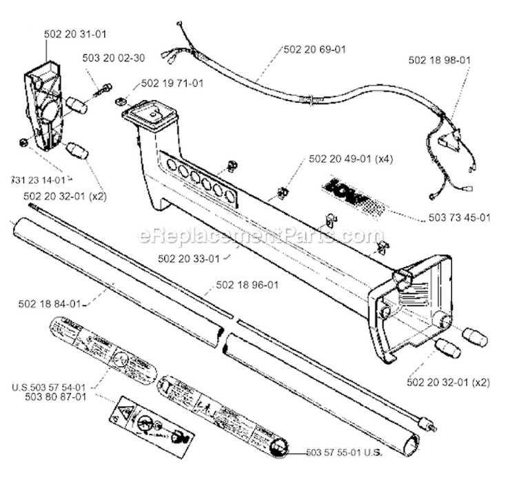 Shaft Diagram and Parts List for 235R 1995-11 Husqvarna Brush Cutter