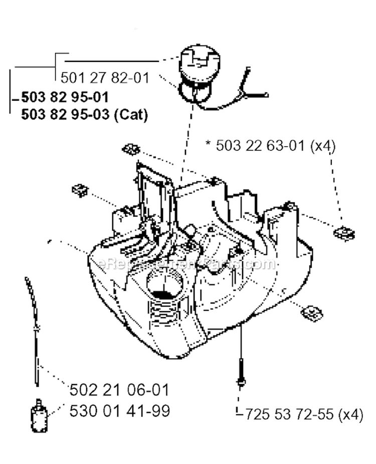 Crankcase Diagram and Parts List for 235R 1995-11 Husqvarna Brush Cutter