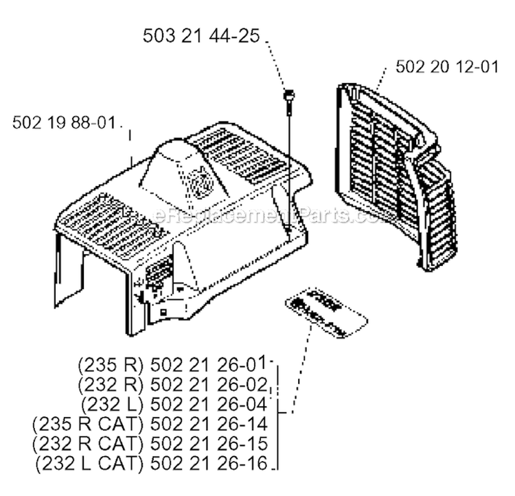 Cylinder Cover Diagram and Parts List for 235R 1995-11 Husqvarna Brush Cutter