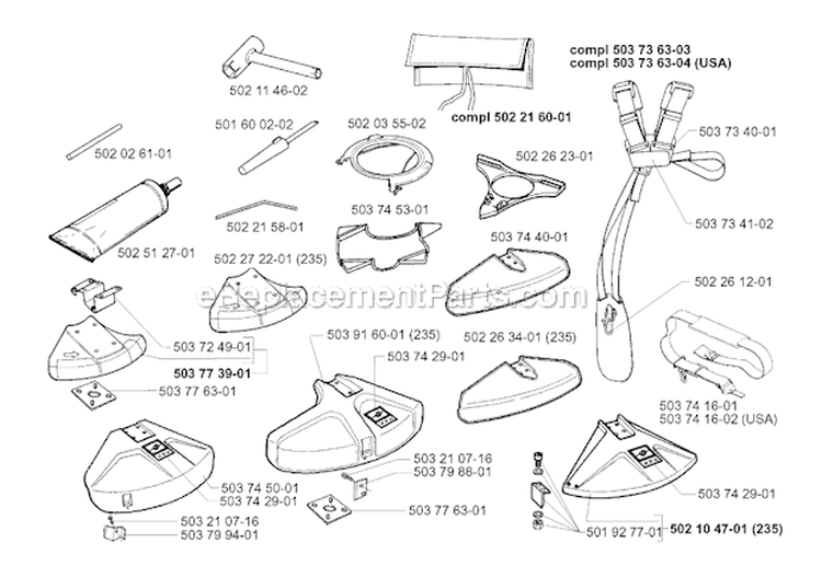 Accessories Diagram and Parts List for 235R 1997-02 Husqvarna Brush Cutter