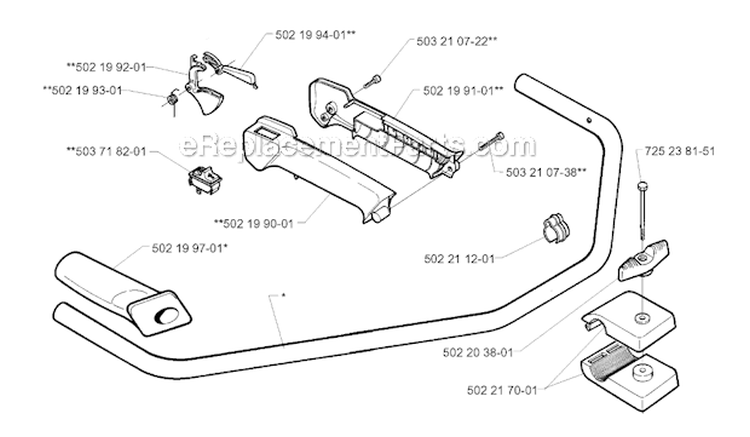 Handle  Controls Diagram and Parts List for 235R 1997-02 Husqvarna Brush Cutter