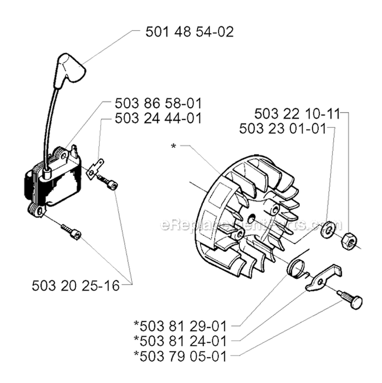 Ignition System Diagram and Parts List for 235R 1997-02 Husqvarna Brush Cutter