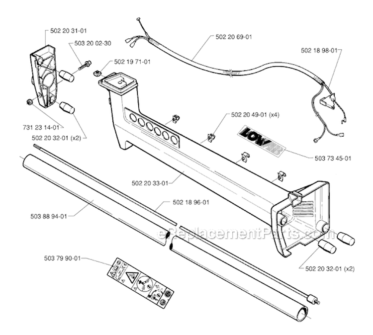 Shaft Diagram and Parts List for 235R 1997-02 Husqvarna Brush Cutter