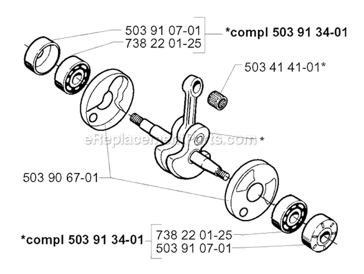 Crankshaft Diagram and Parts List for 235R 1997-02 Husqvarna Brush Cutter