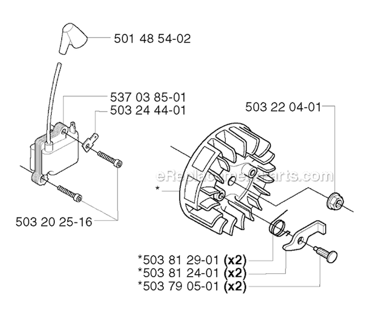 Ignition System Diagram and Parts List for 235R 2002-09 Husqvarna Brush Cutter