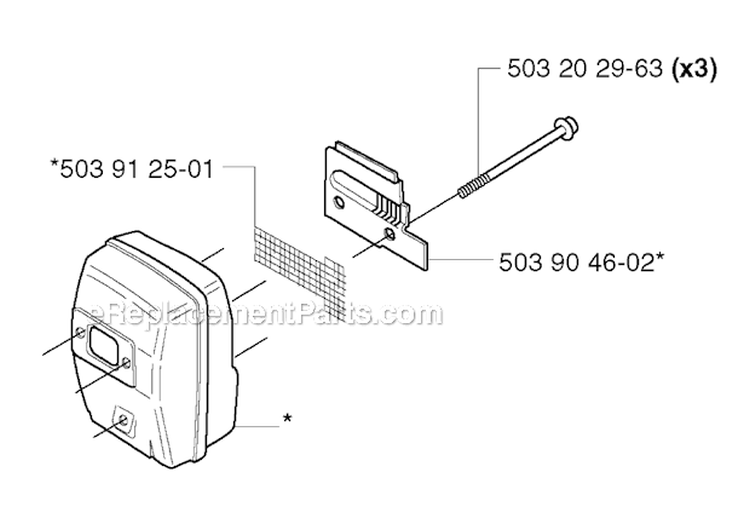 Muffler Diagram and Parts List for 235R 2002-09 Husqvarna Brush Cutter
