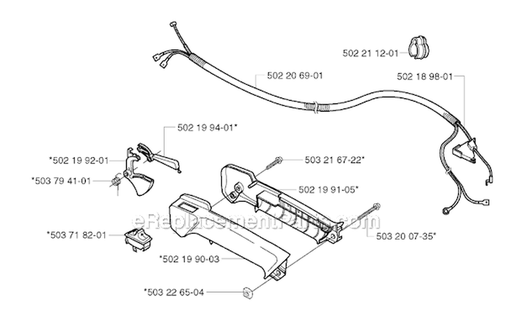 Throttle Controls Diagram and Parts List for 235R 2002-09 Husqvarna Brush Cutter