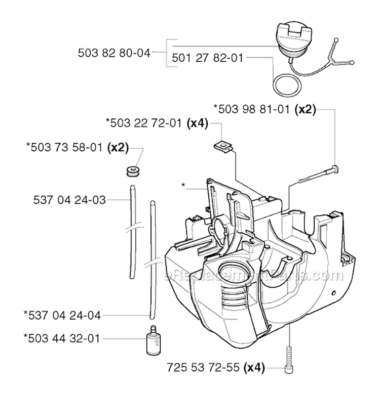 Crankcase Diagram and Parts List for 235R 2002-09 Husqvarna Brush Cutter