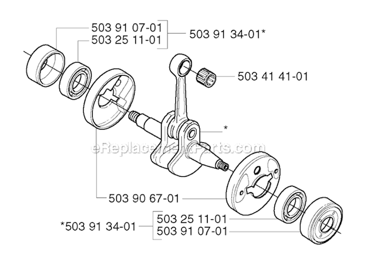 Crankshaft Diagram and Parts List for 235R 2002-09 Husqvarna Brush Cutter
