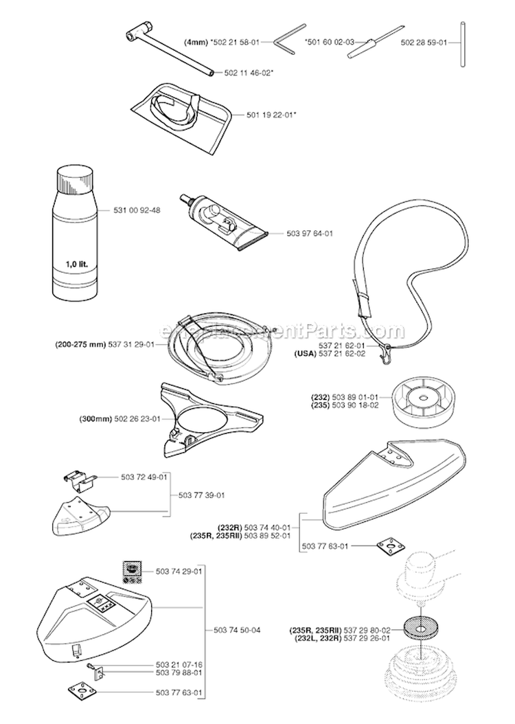 Accessories Diagram and Parts List for 235R 2006-01 Husqvarna Brush Cutter