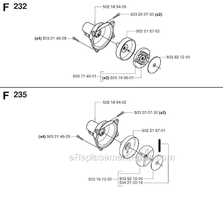 Clutch Diagram and Parts List for 235R 2006-01 Husqvarna Brush Cutter