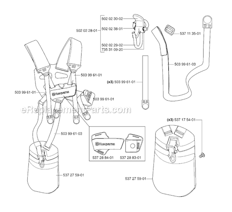 Harness Diagram and Parts List for 235R 2006-04 Husqvarna Brush Cutter