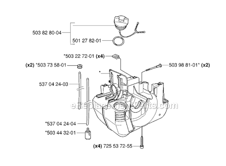 Housing Diagram and Parts List for 235R 2006-04 Husqvarna Brush Cutter
