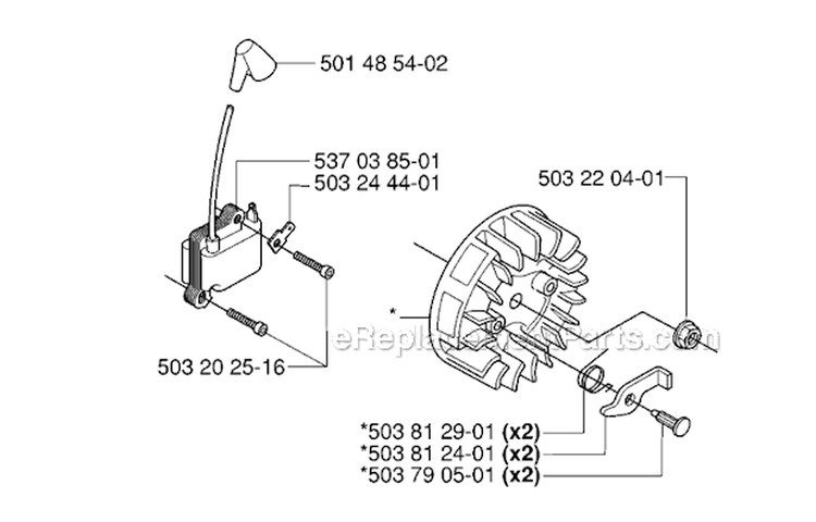Ignition System Diagram and Parts List for 235R 2006-04 Husqvarna Brush Cutter