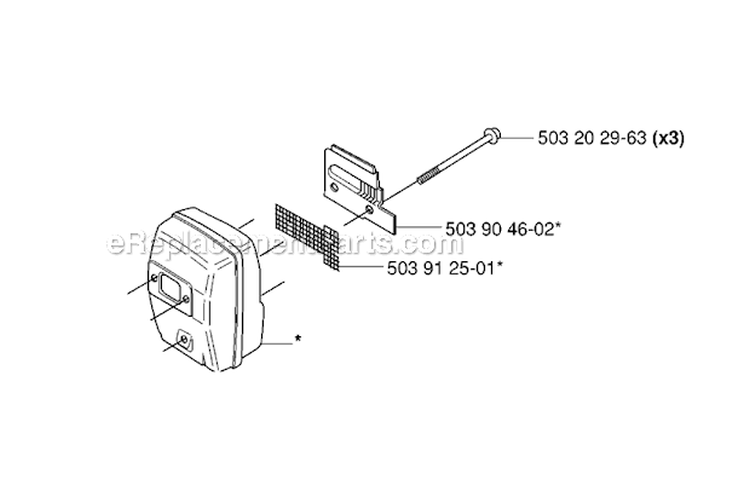 Muffler Diagram and Parts List for 235R 2006-04 Husqvarna Brush Cutter