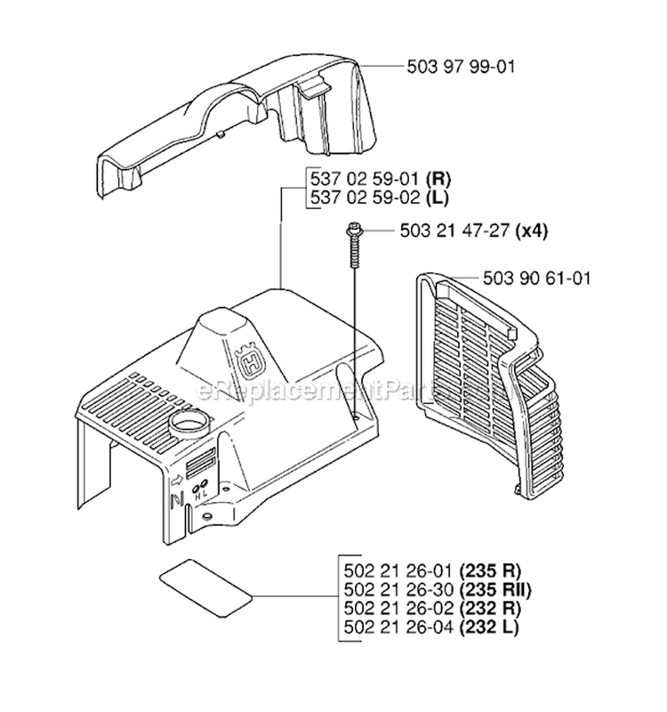 Cover Diagram and Parts List for 235R 2006-04 Husqvarna Brush Cutter