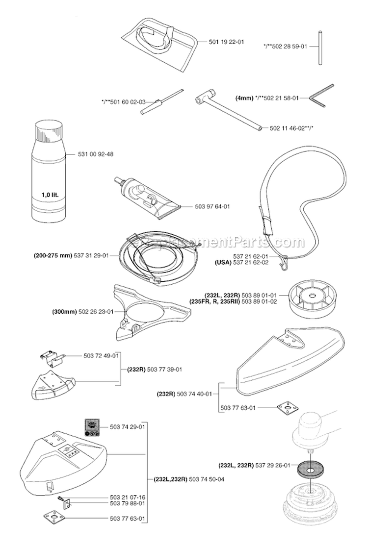 Accessories Diagram and Parts List for 235R 2007-01 Husqvarna Brush Cutter
