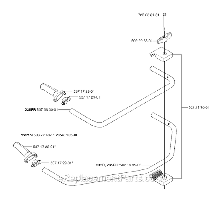 Handle Diagram and Parts List for 235R 2007-01 Husqvarna Brush Cutter
