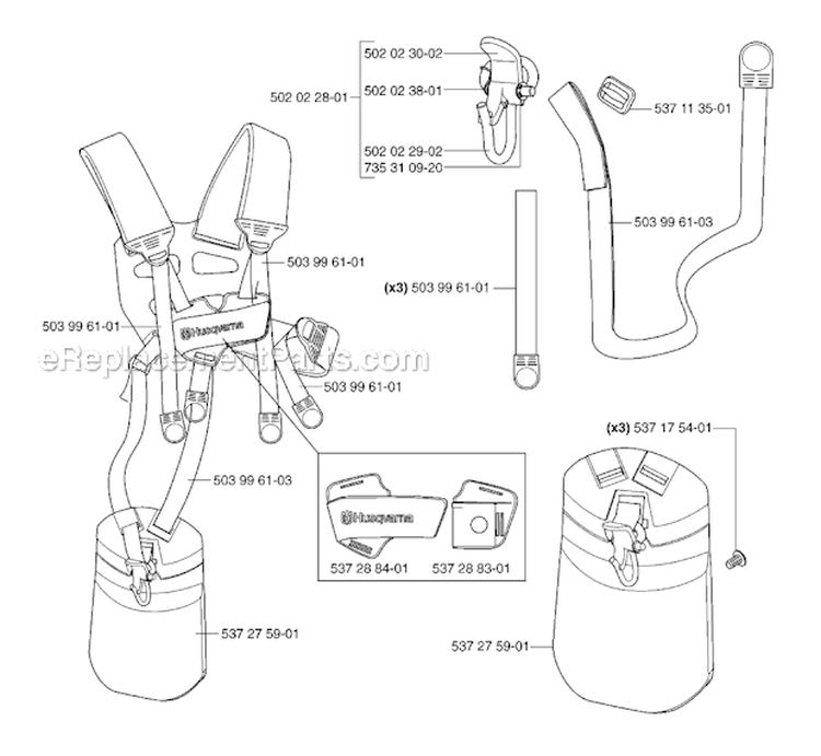 Harness Diagram and Parts List for 235R 2007-01 Husqvarna Brush Cutter