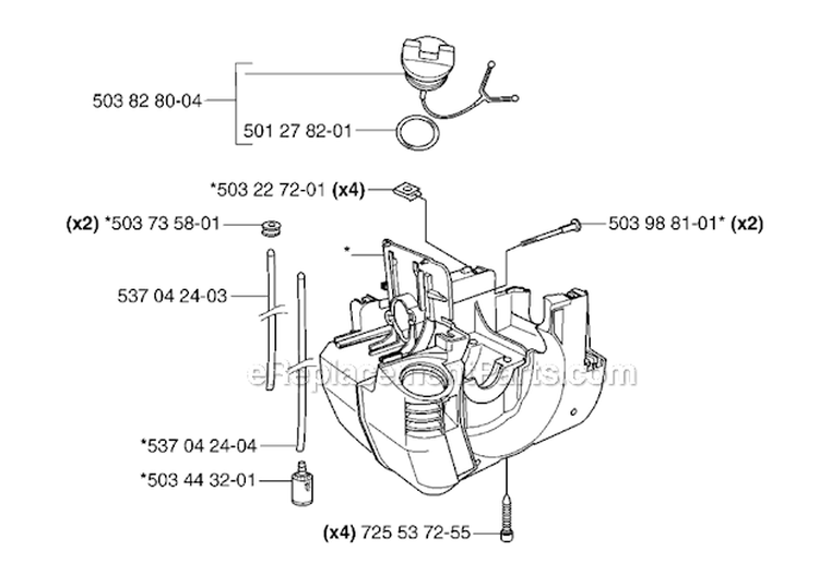 Housing Diagram and Parts List for 235R 2007-01 Husqvarna Brush Cutter