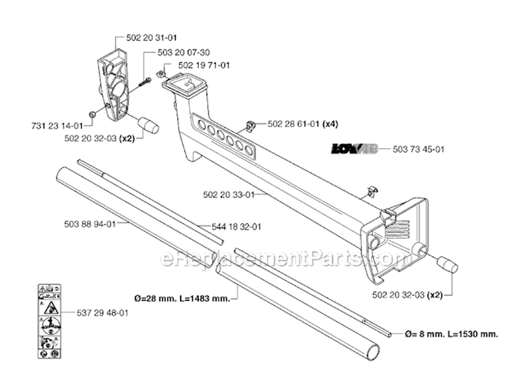 Shaft Diagram and Parts List for 235R 2007-01 Husqvarna Brush Cutter