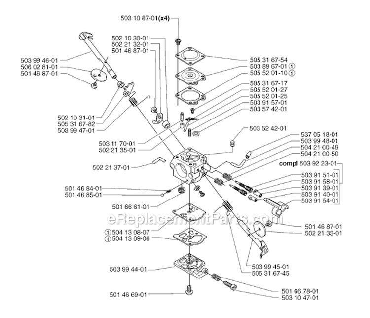 Carburetor Details Diagram and Parts List for 235R 2007-01 Husqvarna Brush Cutter