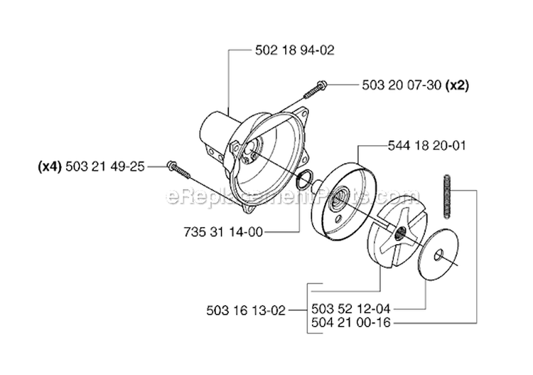 Clutch Diagram and Parts List for 235R 2007-01 Husqvarna Brush Cutter