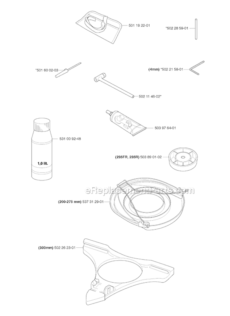 Accessories Diagram and Parts List for 235R 2009-05 Husqvarna Brush Cutter