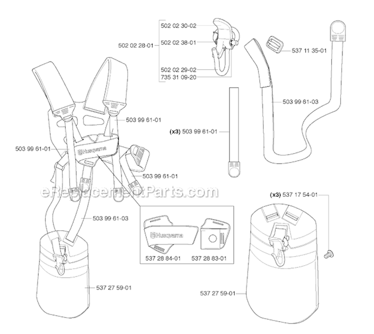 Harness Diagram and Parts List for 235R 2009-05 Husqvarna Brush Cutter