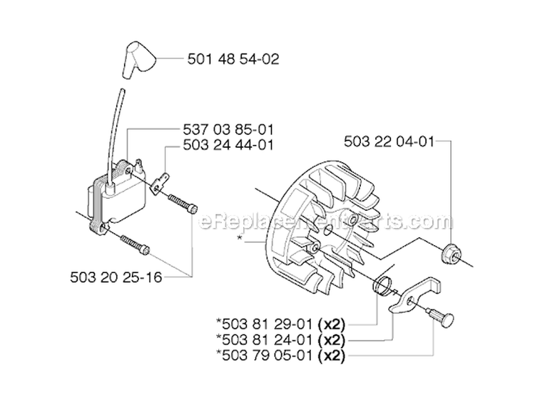 Ignition System Diagram and Parts List for 235R 2009-05 Husqvarna Brush Cutter