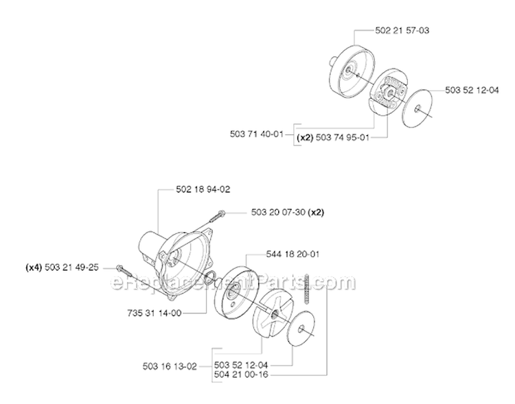 Clutch Diagram and Parts List for 235R 2009-05 Husqvarna Brush Cutter