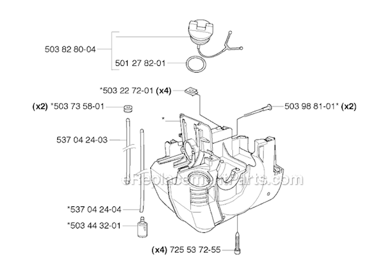 Fuel Tank Diagram and Parts List for 235R 2009-05 Husqvarna Brush Cutter