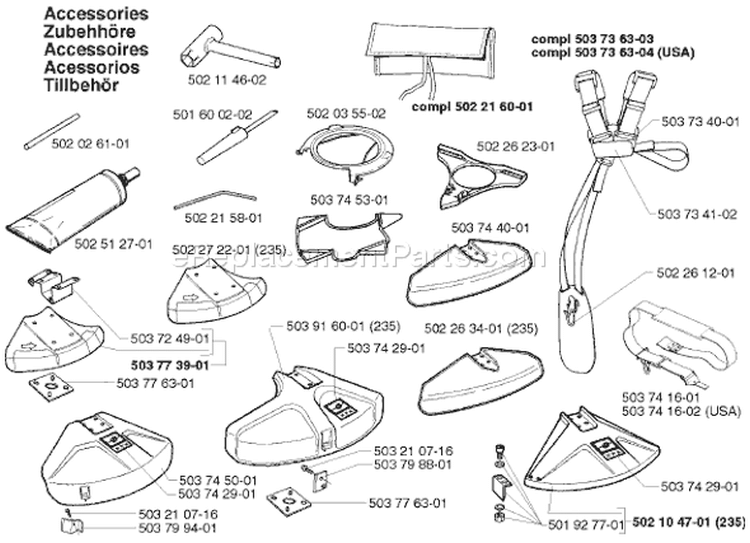 Page A Diagram and Parts List for 232RD 232 RD 1998-01 Husqvarna Trimmer