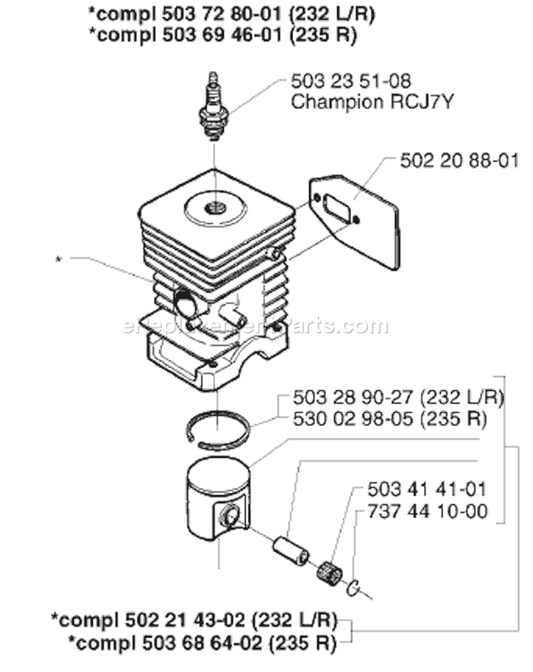 Page M Diagram and Parts List for 232RD 232 RD 1998-01 Husqvarna Trimmer