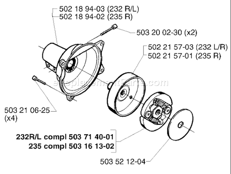 Page D Diagram and Parts List for 232RD 232 RD 1998-01 Husqvarna Trimmer