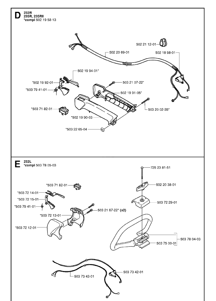 Throttle Controls Diagram and Parts List for 235R 20060100001-20061400000 Husqvarna Brush Cutter