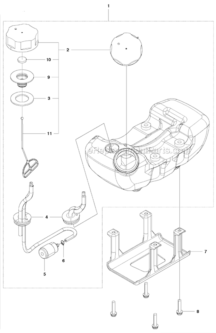 Fuel Tank Diagram and Parts List for 236R 2009-01 Husqvarna Brush Cutter